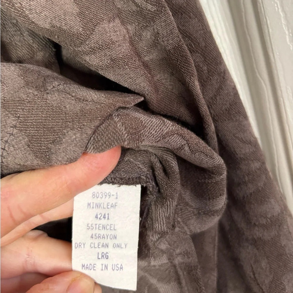 VTG Kathleen Sommers Womens Button Down Blouse Large Brown Minkleaf Quiet Luxury - Picture 9 of 9